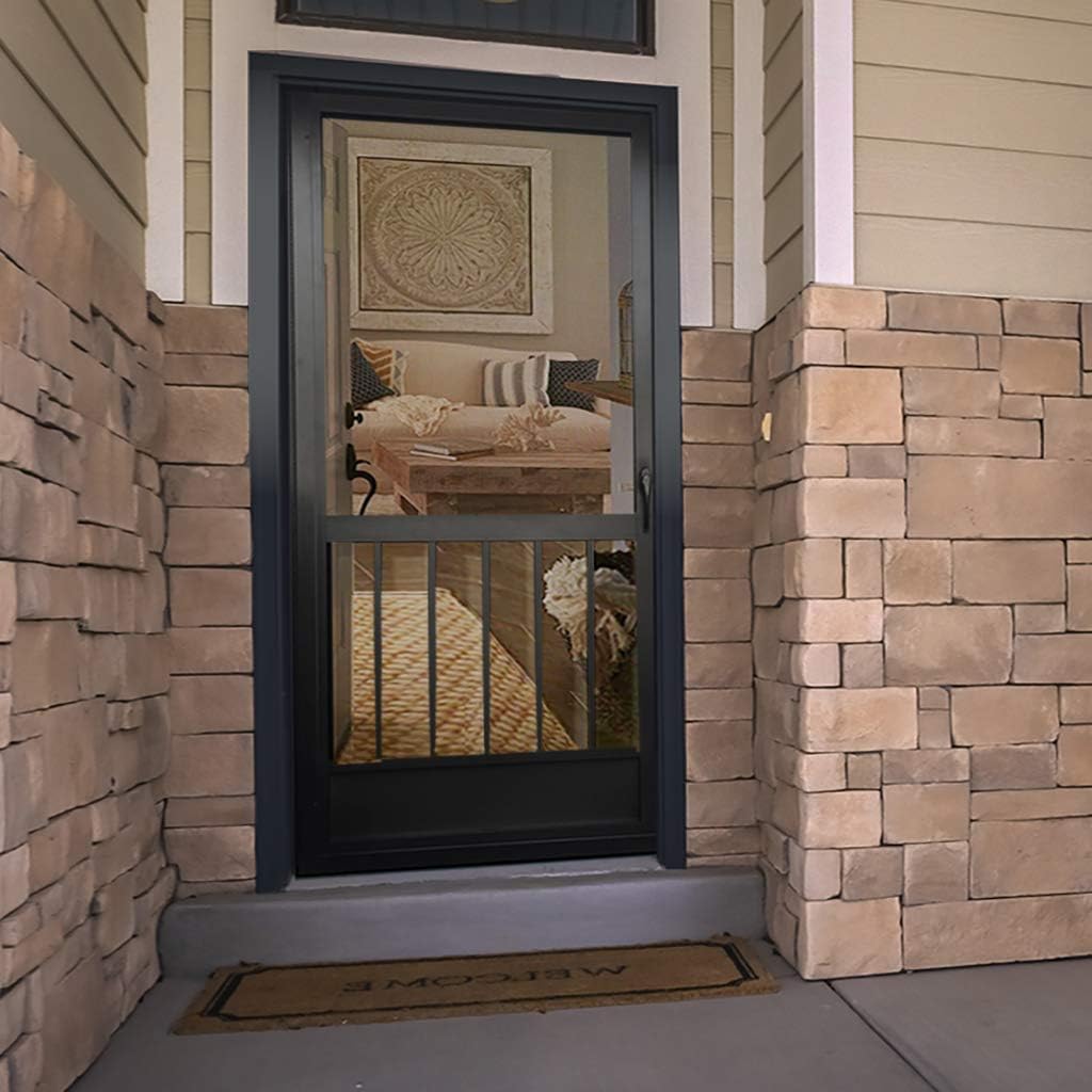 Black Metal Fixed Patio Screen Doors