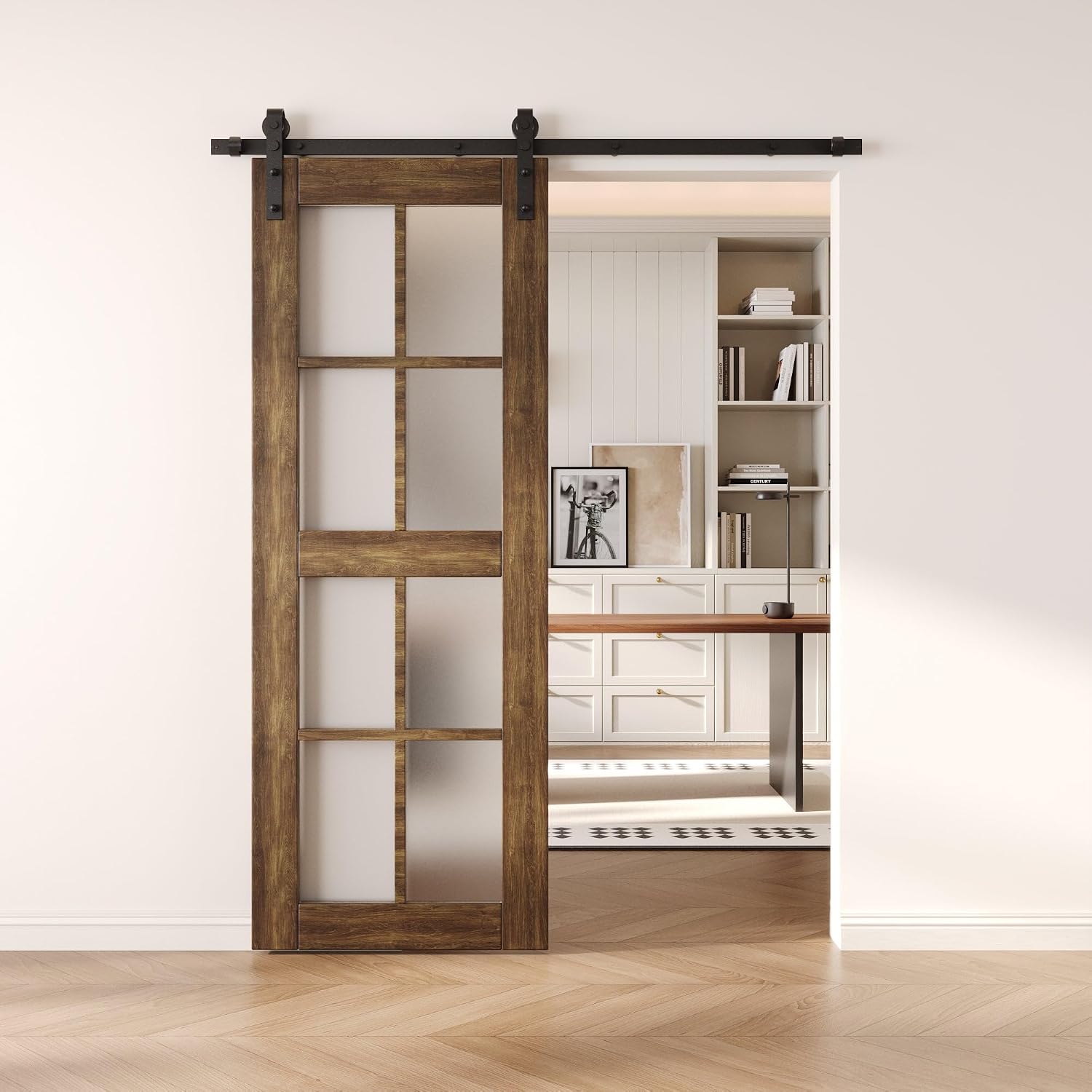 Matte Walnut Framed Glass Interior Doors