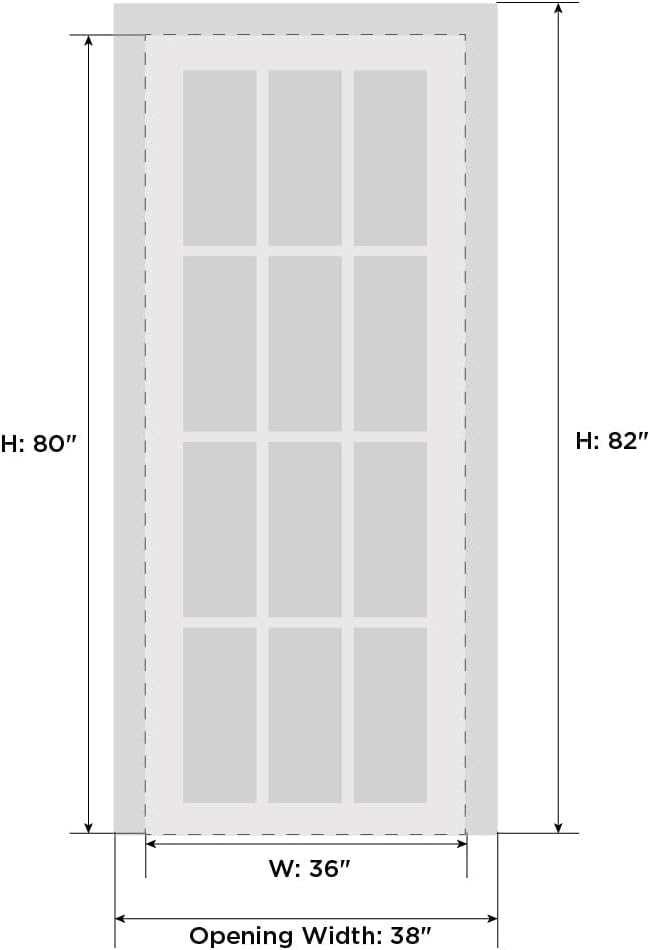 36x80 Black Rain Glass French Door