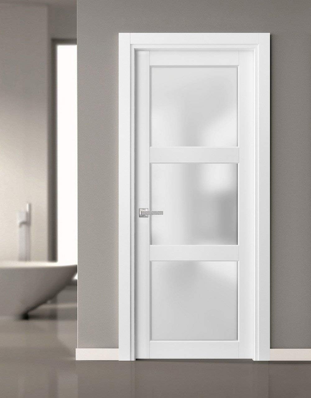 36x80 White Frosted French Door