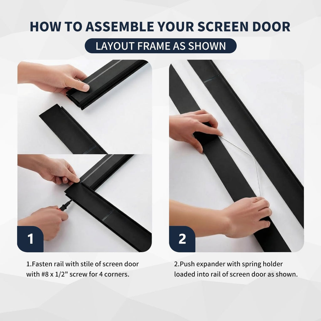 36x80 Black Steel Sliding Screen Door Kit