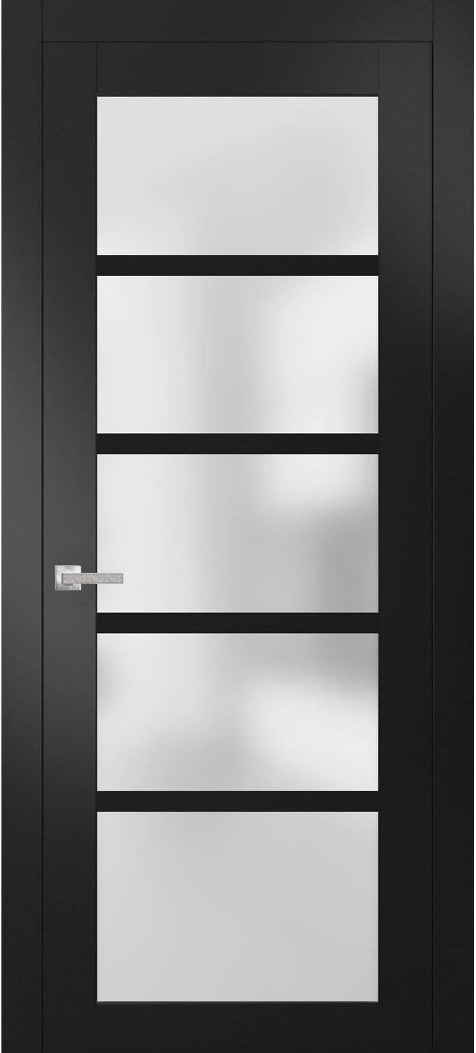 36x80 Black Frosted French Door