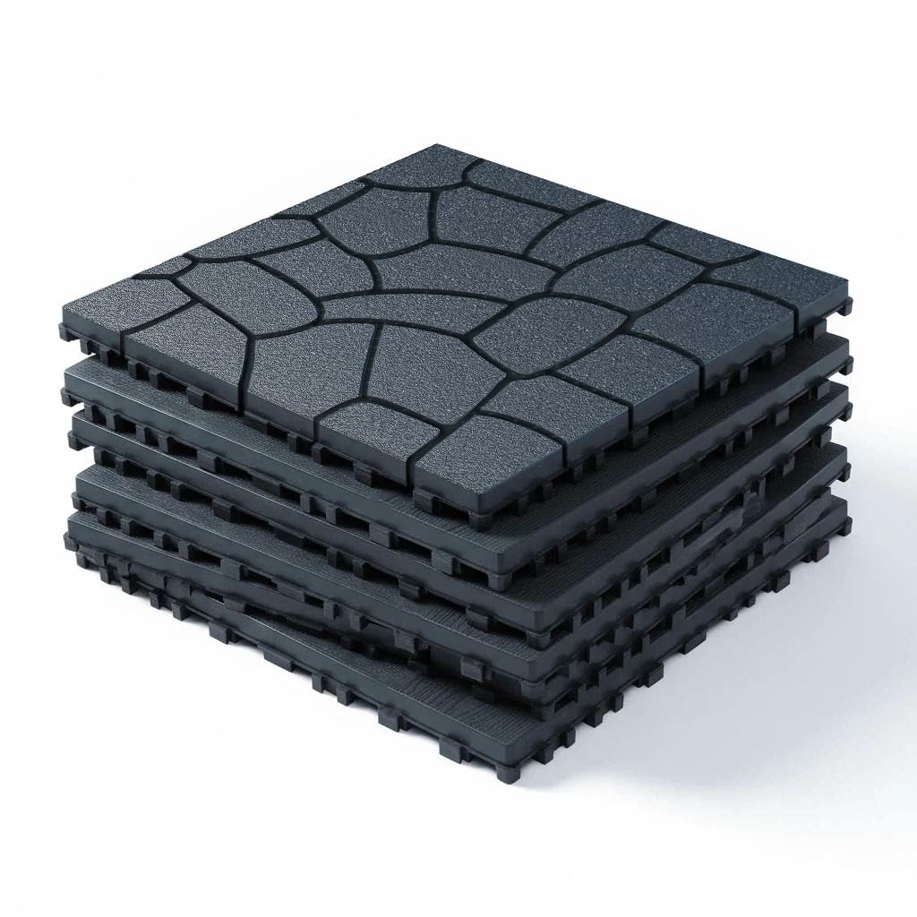 44‑Pack Dark Grey Pebble Interlocking Deck Tiles
