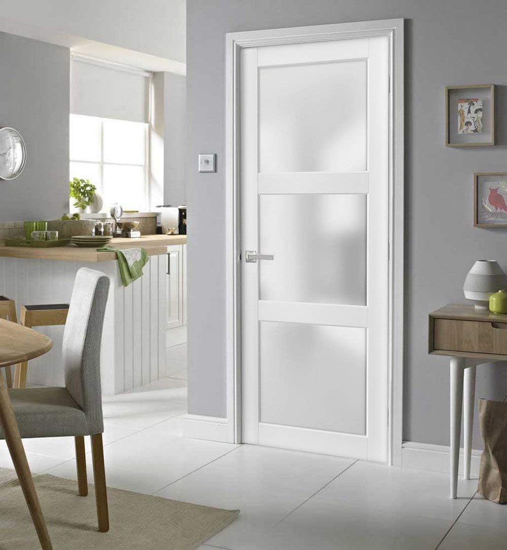 36x80 White Frosted French Door