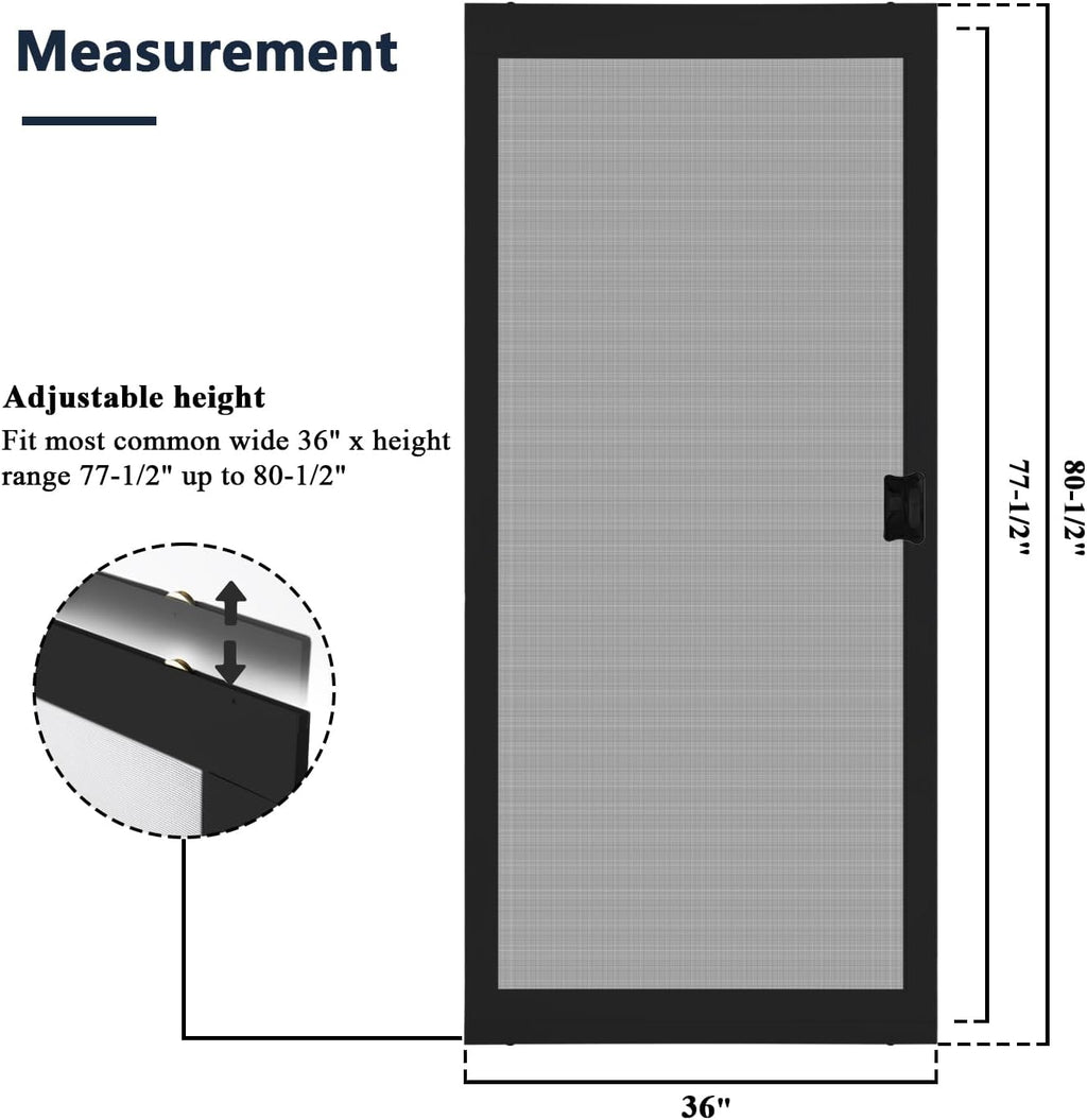 36x80 Black Sliding Screen Door Kit