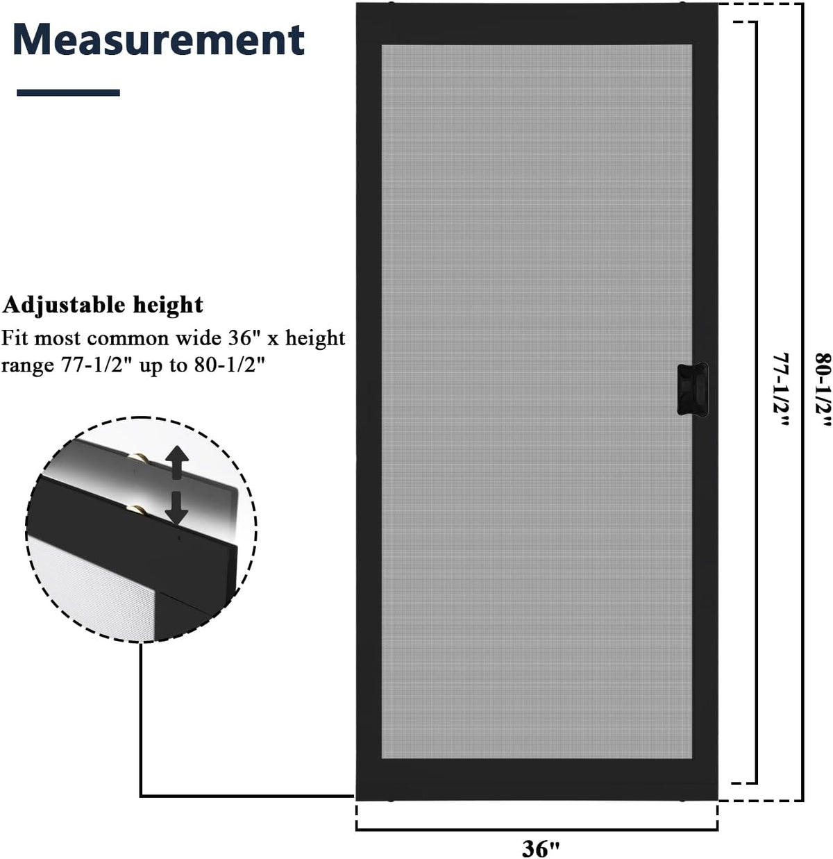 36x80 Black Sliding Screen Door Kit
