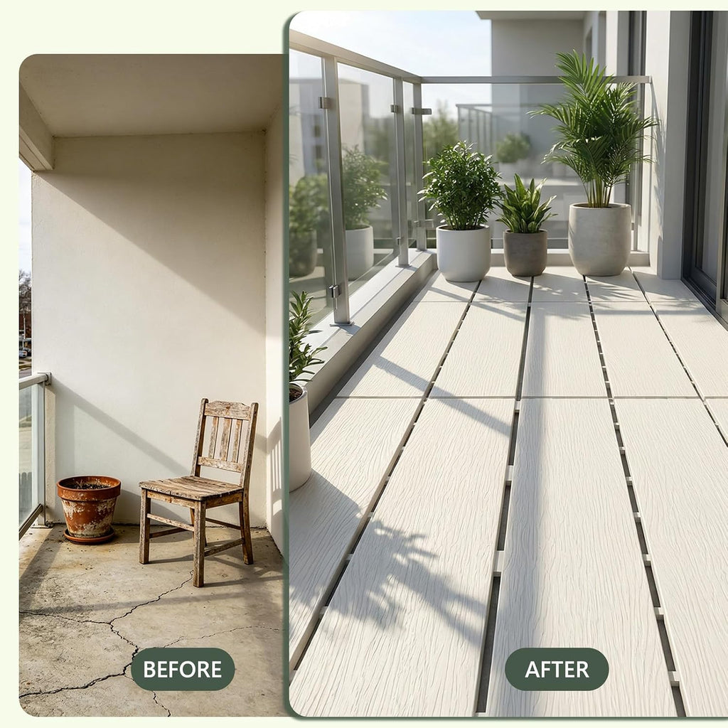 13 Sq Ft Wood‑Look Interlocking Deck Tiles