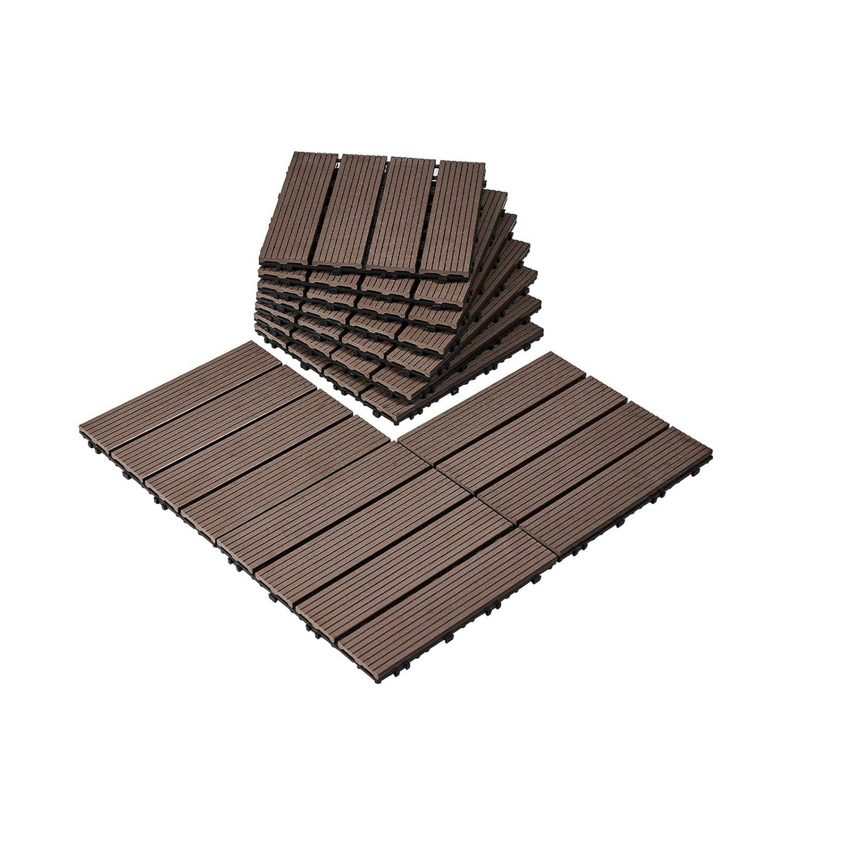 10‑Pack Dark Brown Interlocking Deck Tiles