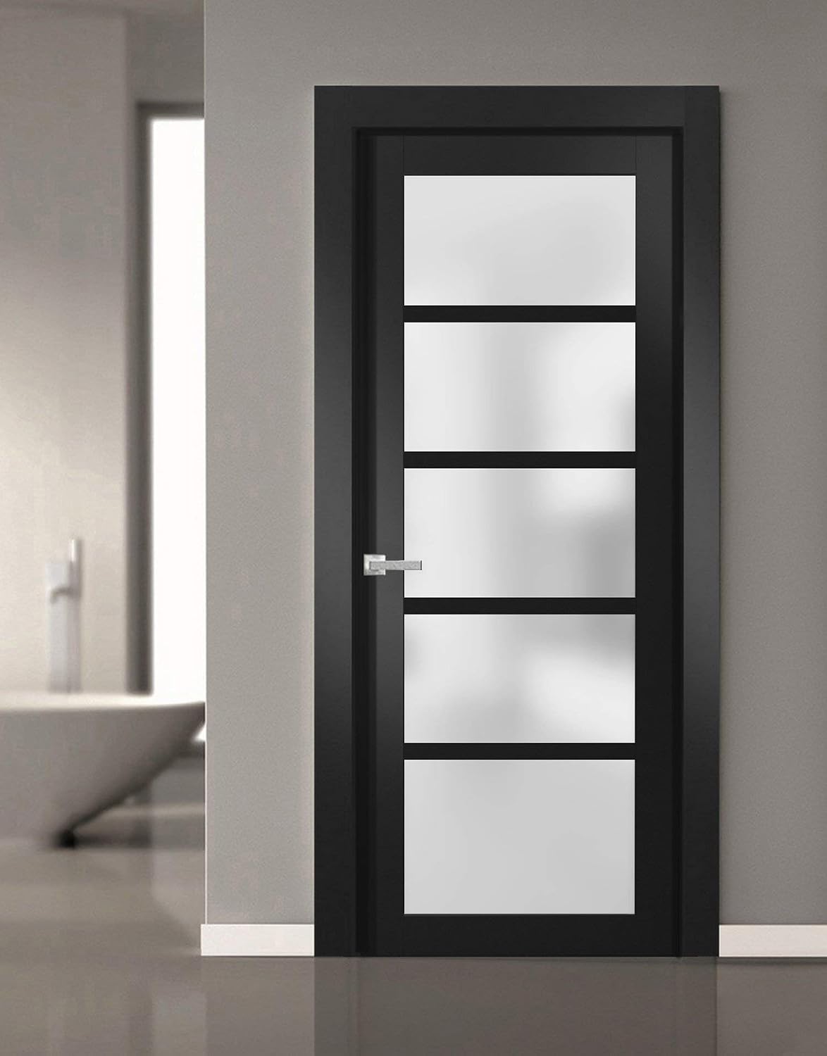 36x80 Black Frosted French Door