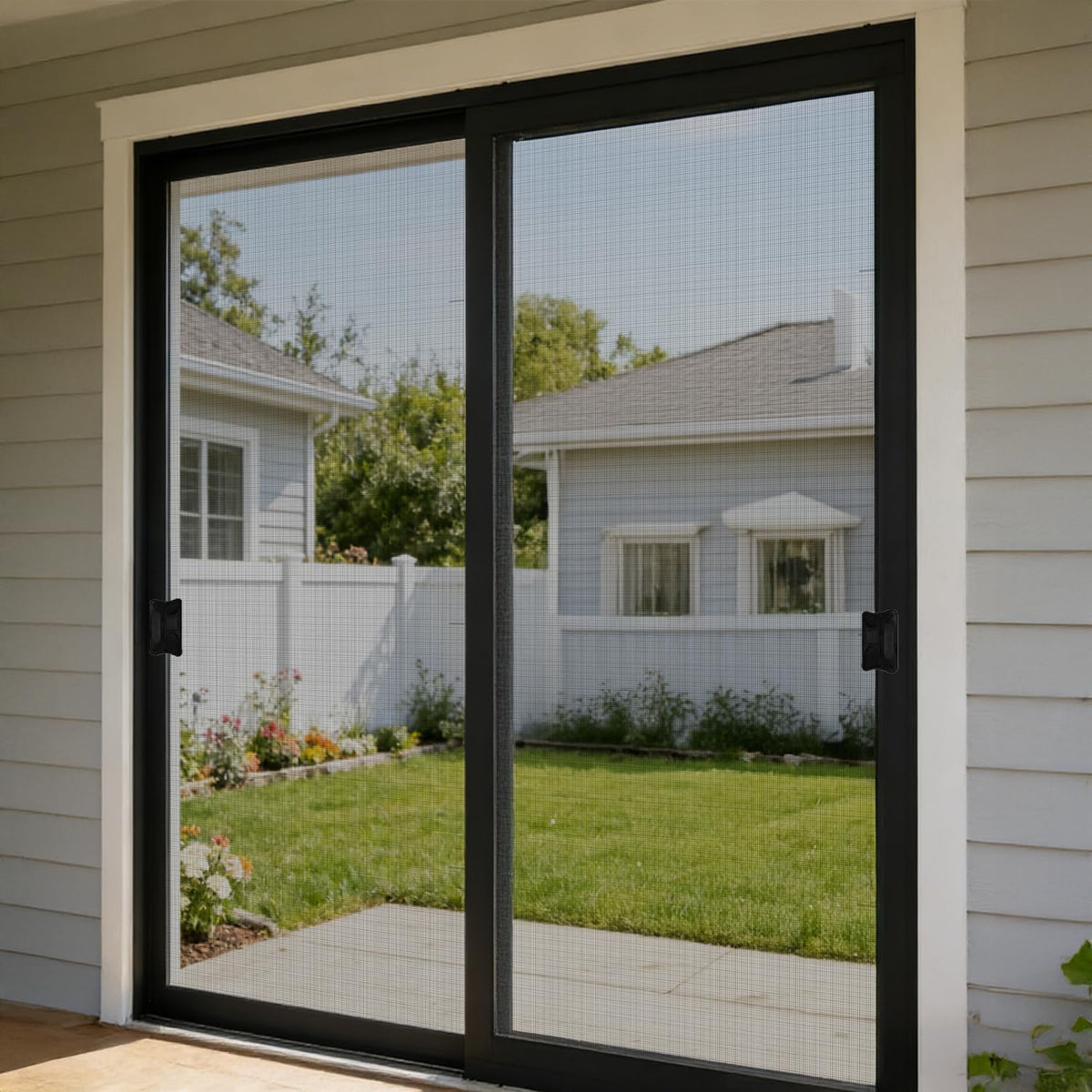 36x80 Black Steel Sliding Screen Door Kit