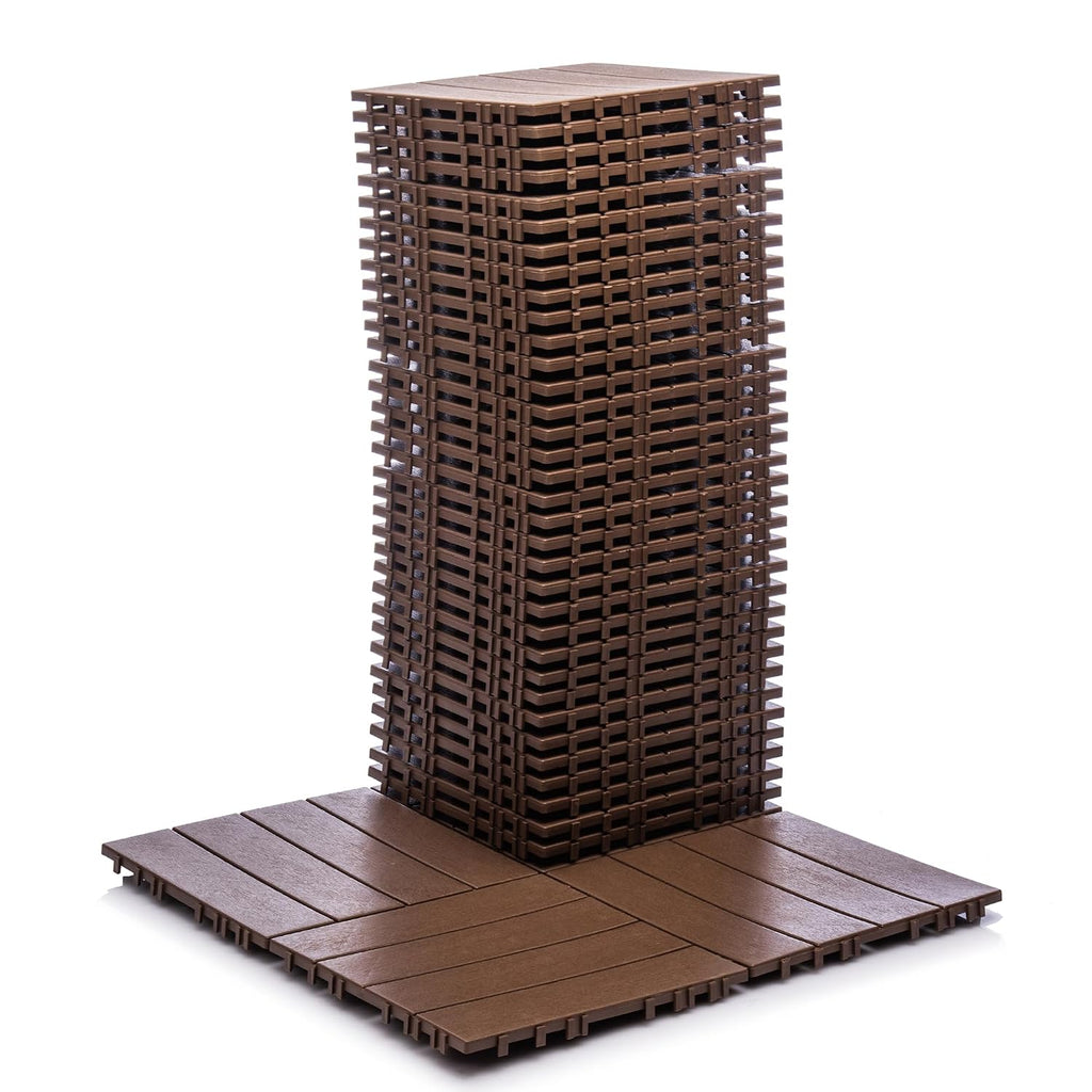 68‑Pack Brown Plastic Interlocking Deck Tiles