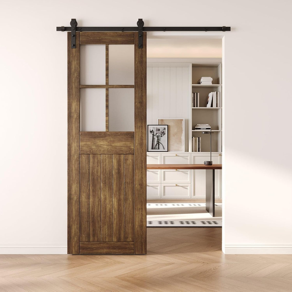 26x84 Half Frosted Glass Barn Door