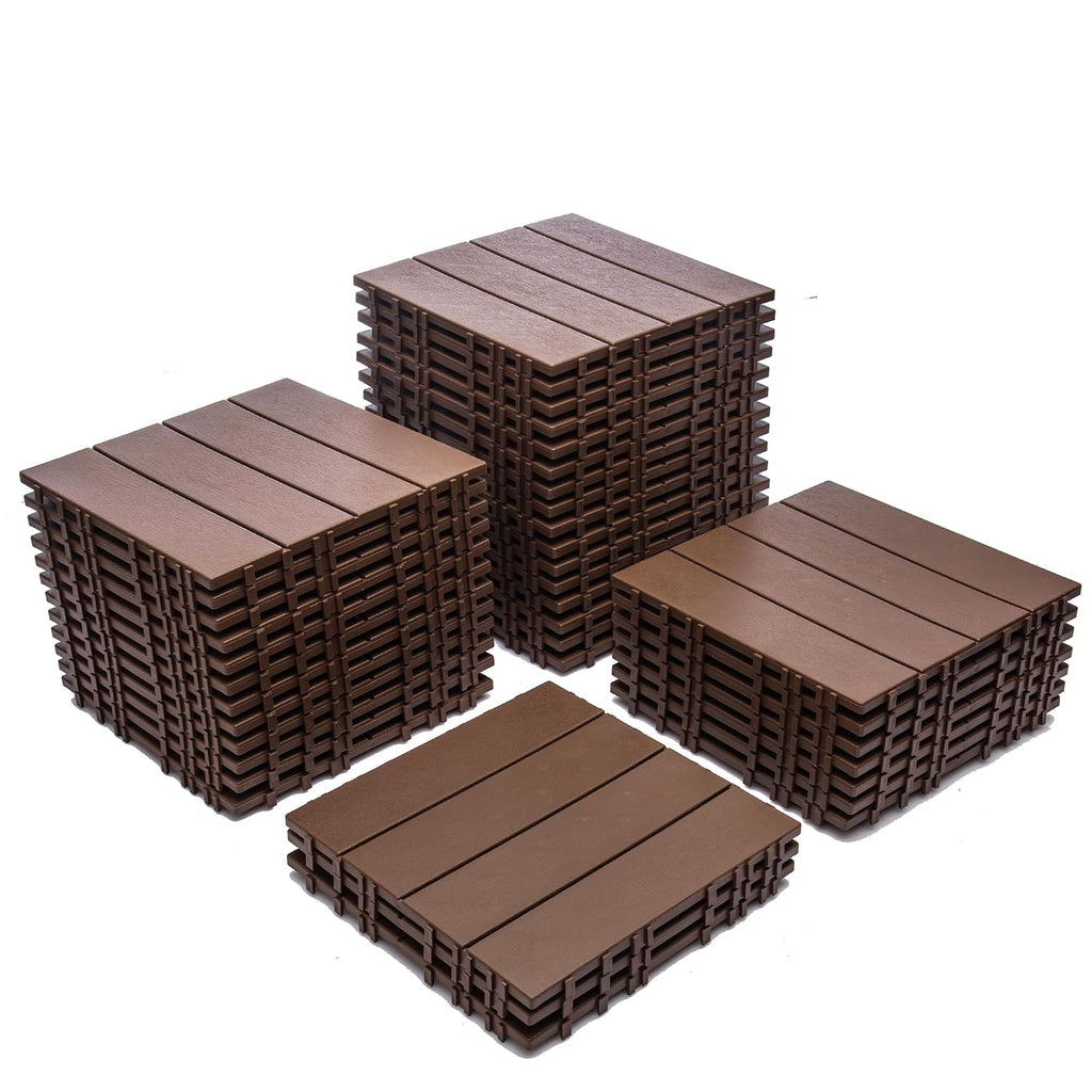 68‑Pack Brown Plastic Interlocking Deck Tiles