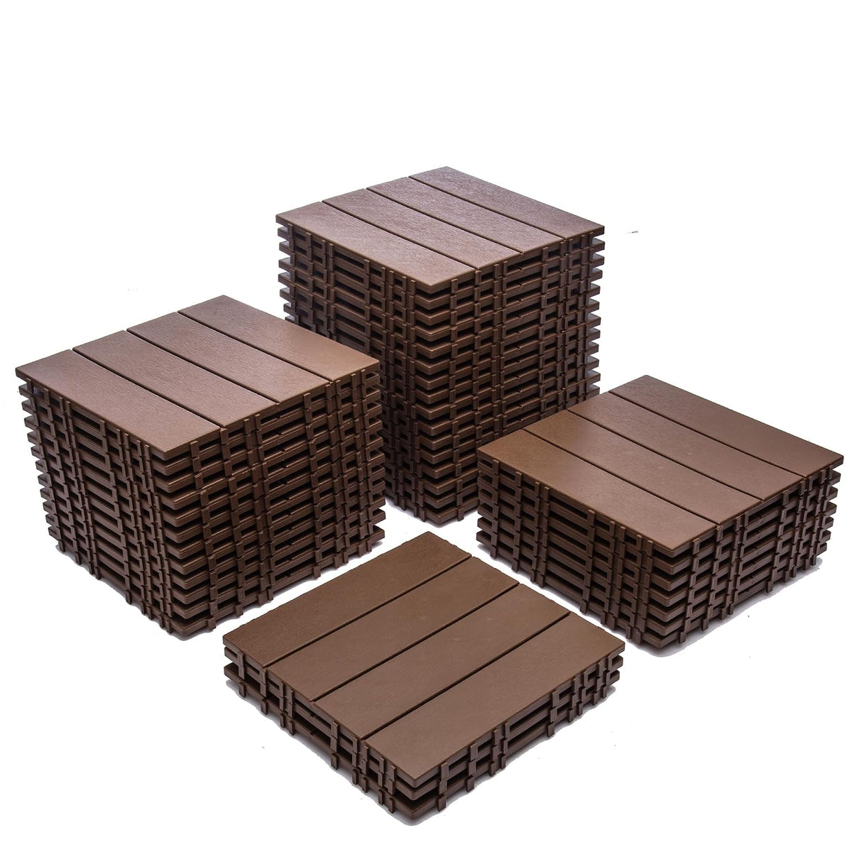 68‑Pack Brown Plastic Interlocking Deck Tiles