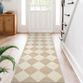 2.5x8 Beige Gingham Runner Rug
