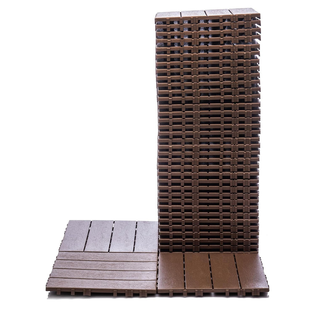 68‑Pack Brown Plastic Interlocking Deck Tiles
