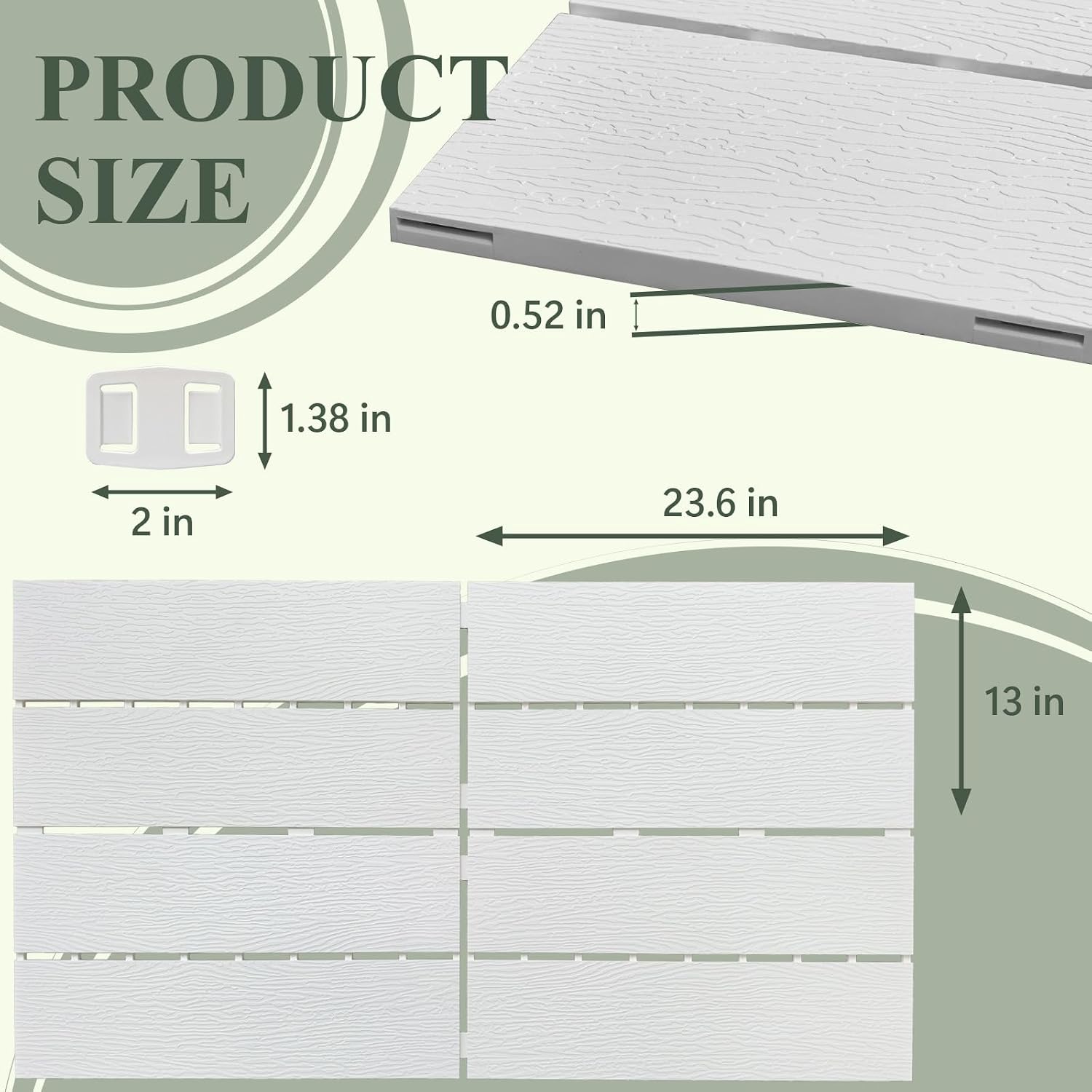 13 Sq Ft Wood‑Look Interlocking Deck Tiles