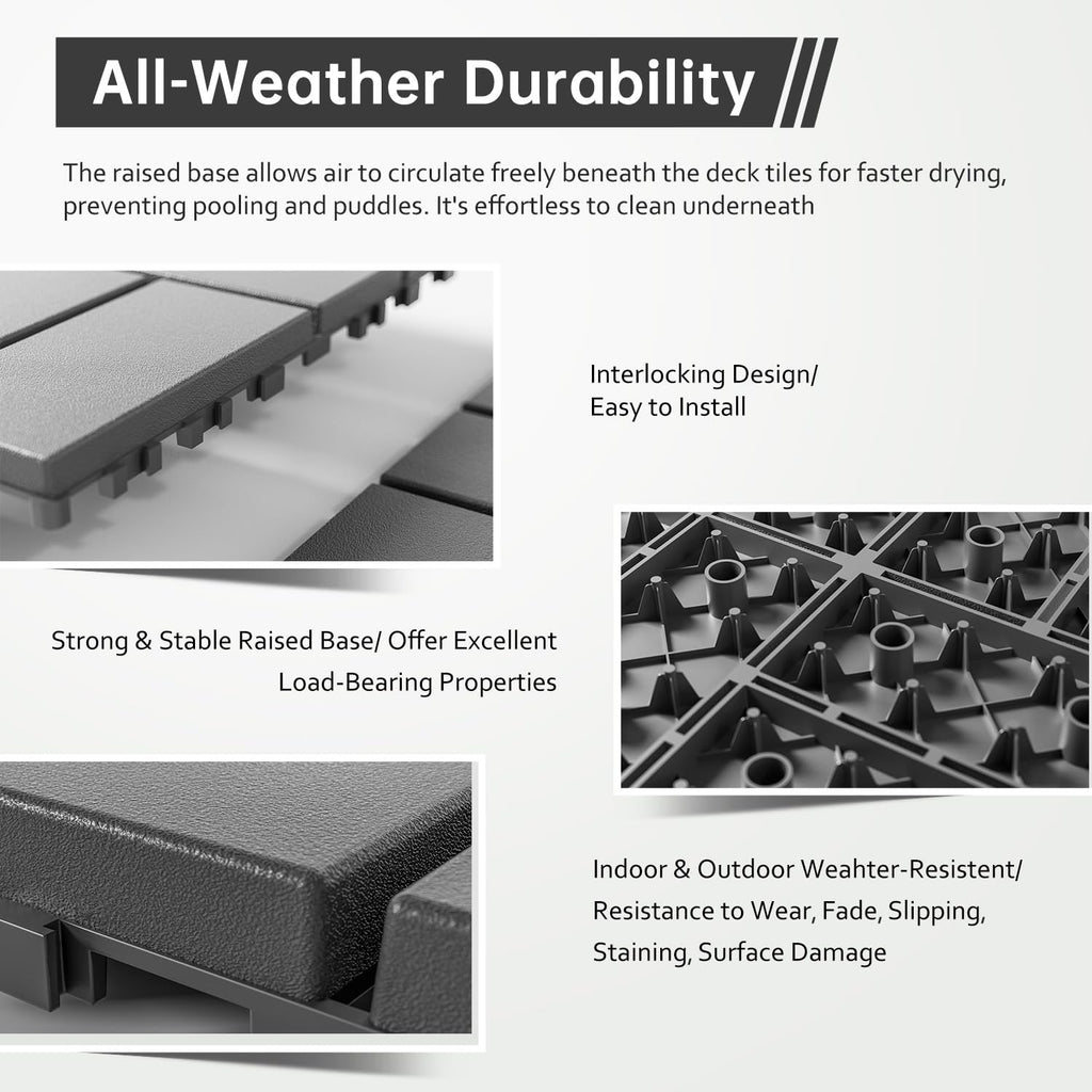 44‑Pack Dark Grey Interlocking Deck Tiles