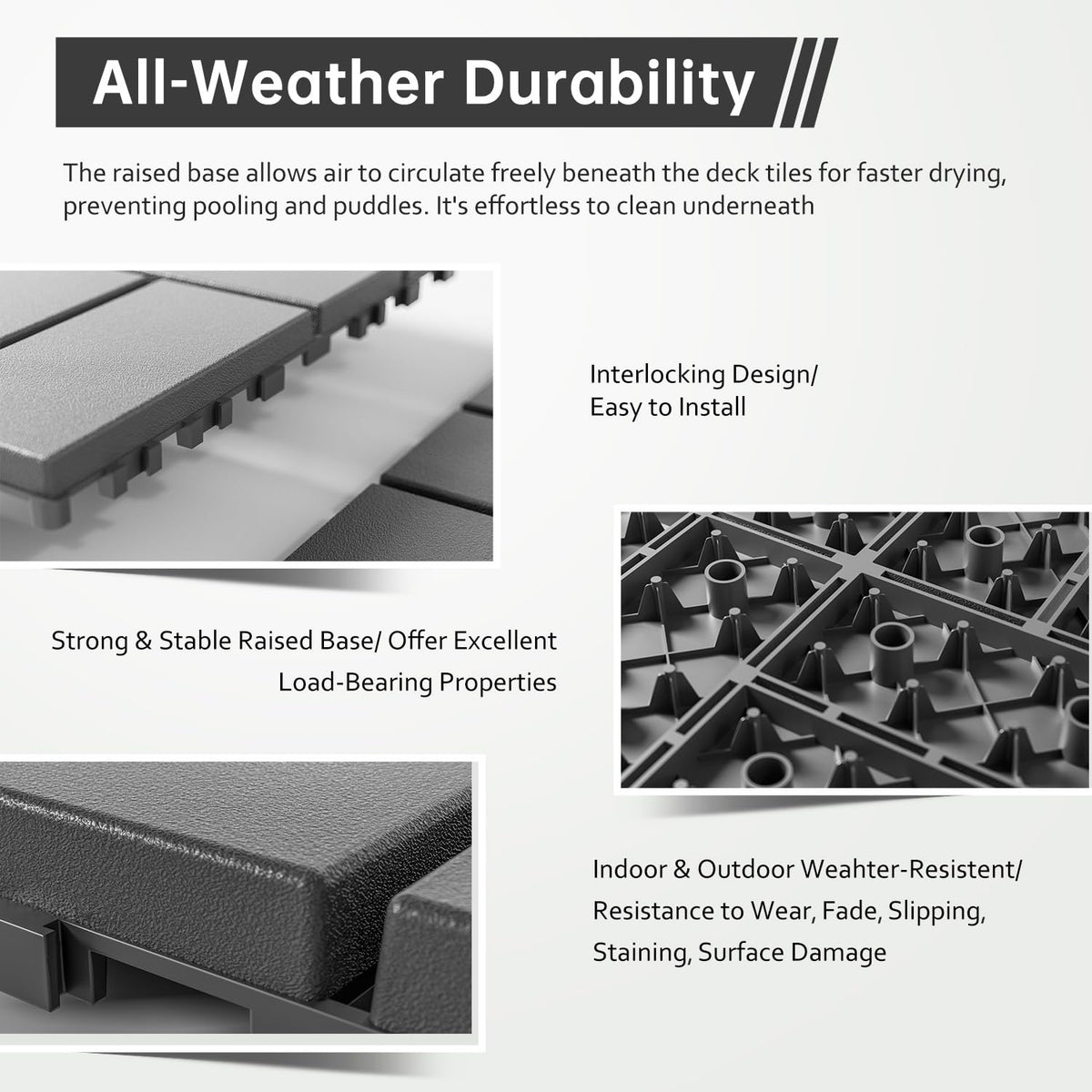 44‑Pack Dark Grey Interlocking Deck Tiles