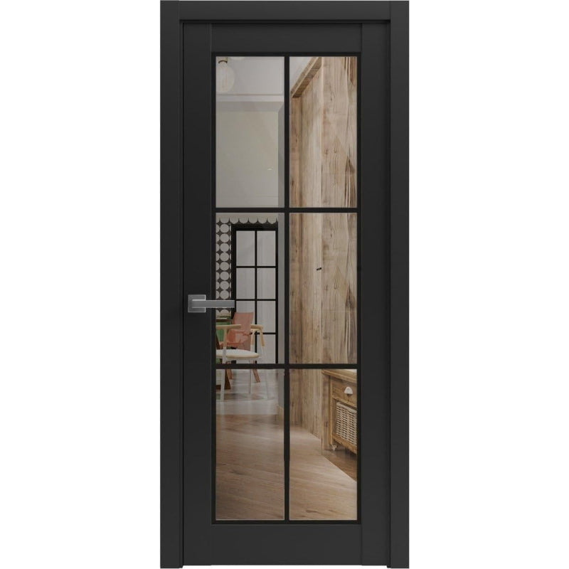 32x80 Black Clear Glass Door