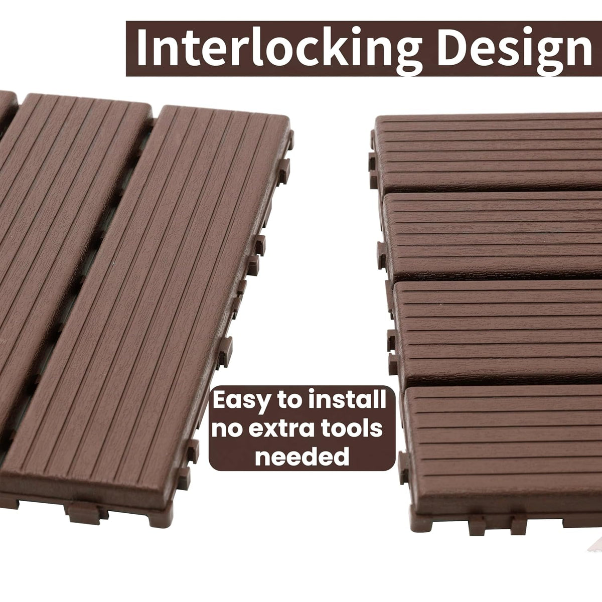 44‑Pack Red Brown Grid Interlocking Deck Tiles