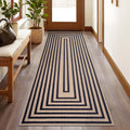 2x6 Black Geometric Jute Runner Rug