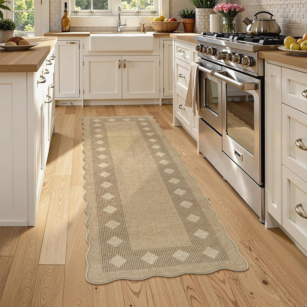 2x6 Tan Diamond Jute Runner Rug