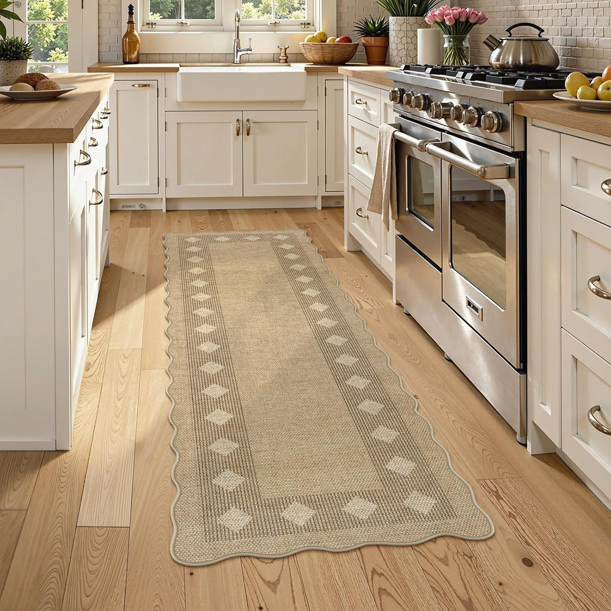 2x6 Tan Diamond Jute Runner Rug