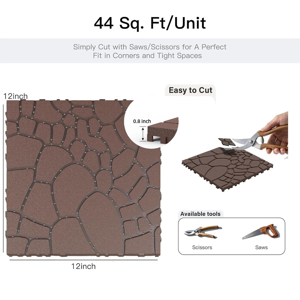 44‑Pack Dark Brown Stone Interlocking Deck Tiles