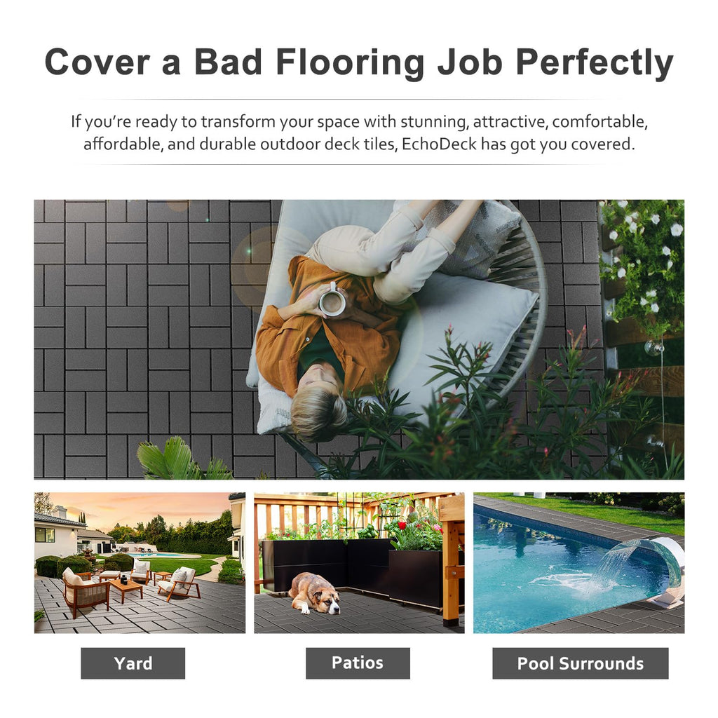 44‑Pack Dark Grey Interlocking Deck Tiles