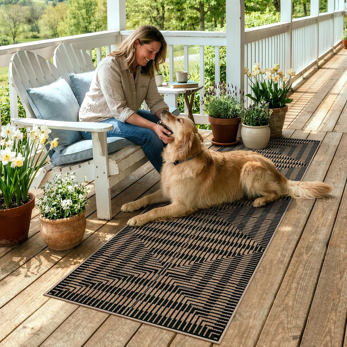 2x6 Black Striped Jute Runner Rug