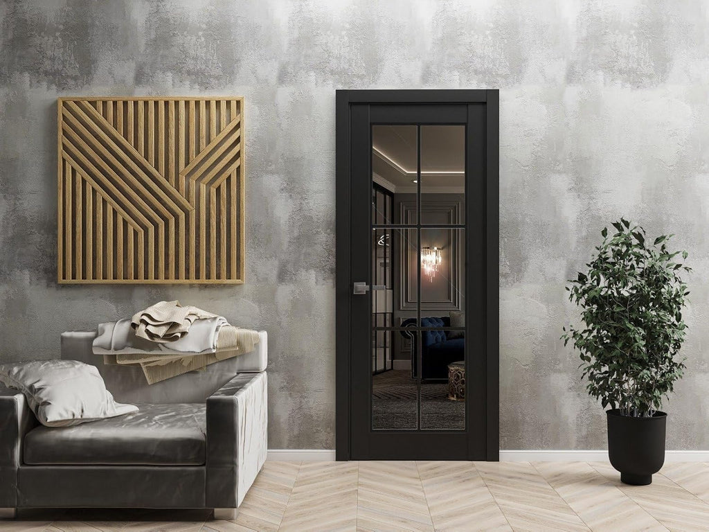 32x80 Black Clear Glass Door