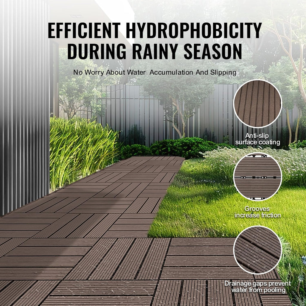 10‑Pack Dark Brown Interlocking Deck Tiles
