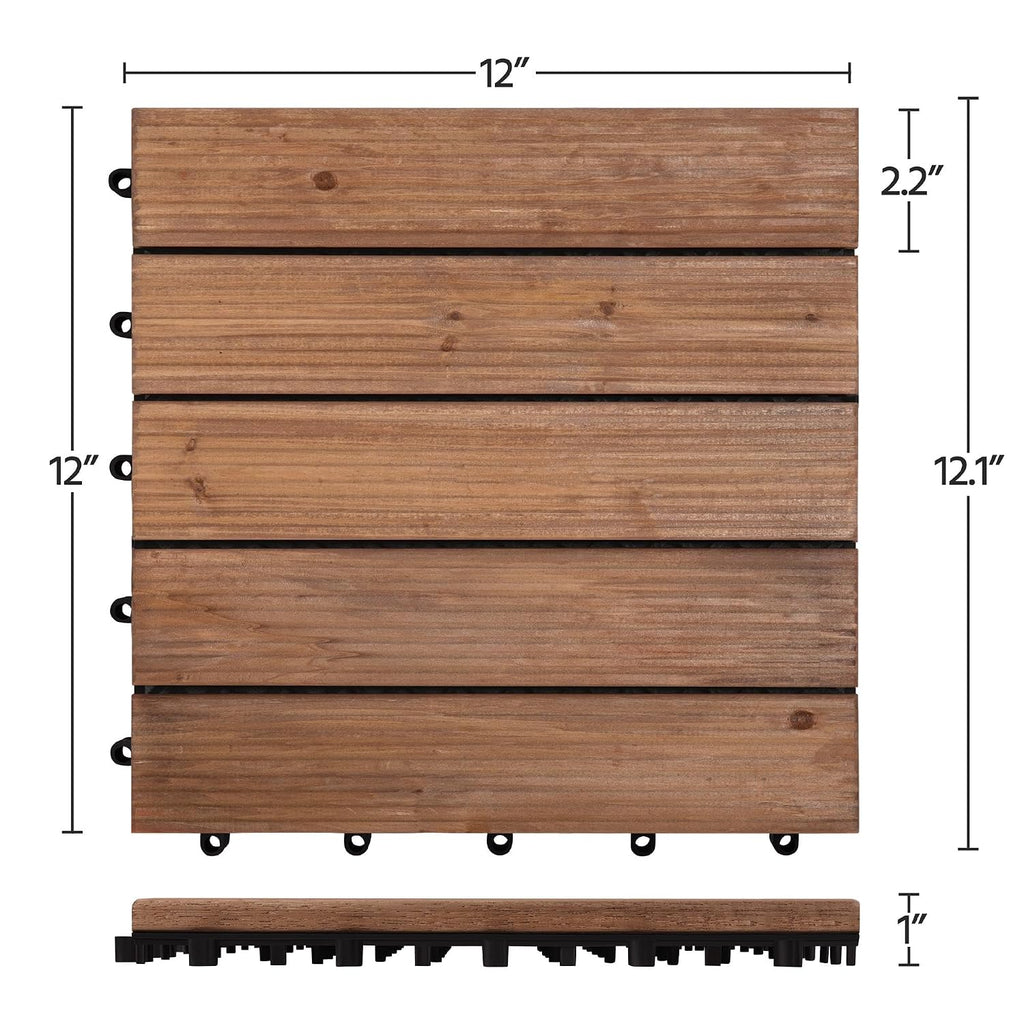 27‑Pack Brown Acacia Wood Interlocking Deck Tiles
