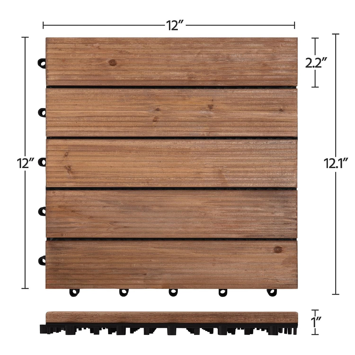 27‑Pack Brown Acacia Wood Interlocking Deck Tiles