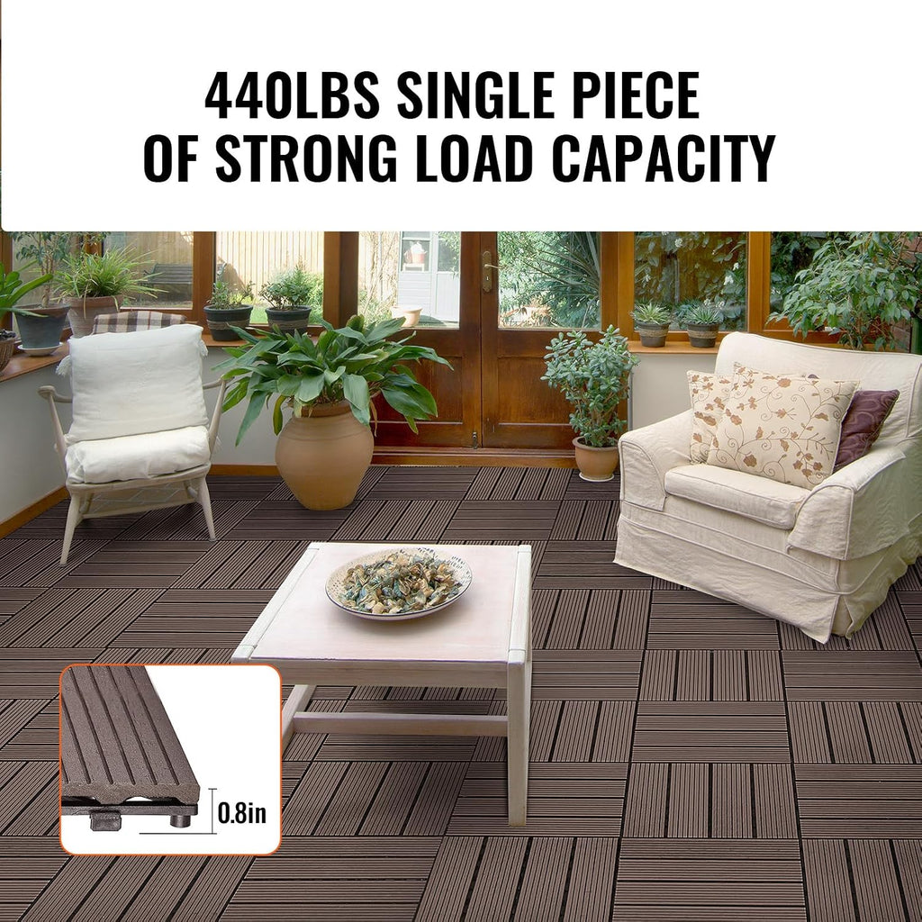 10‑Pack Dark Brown Interlocking Deck Tiles