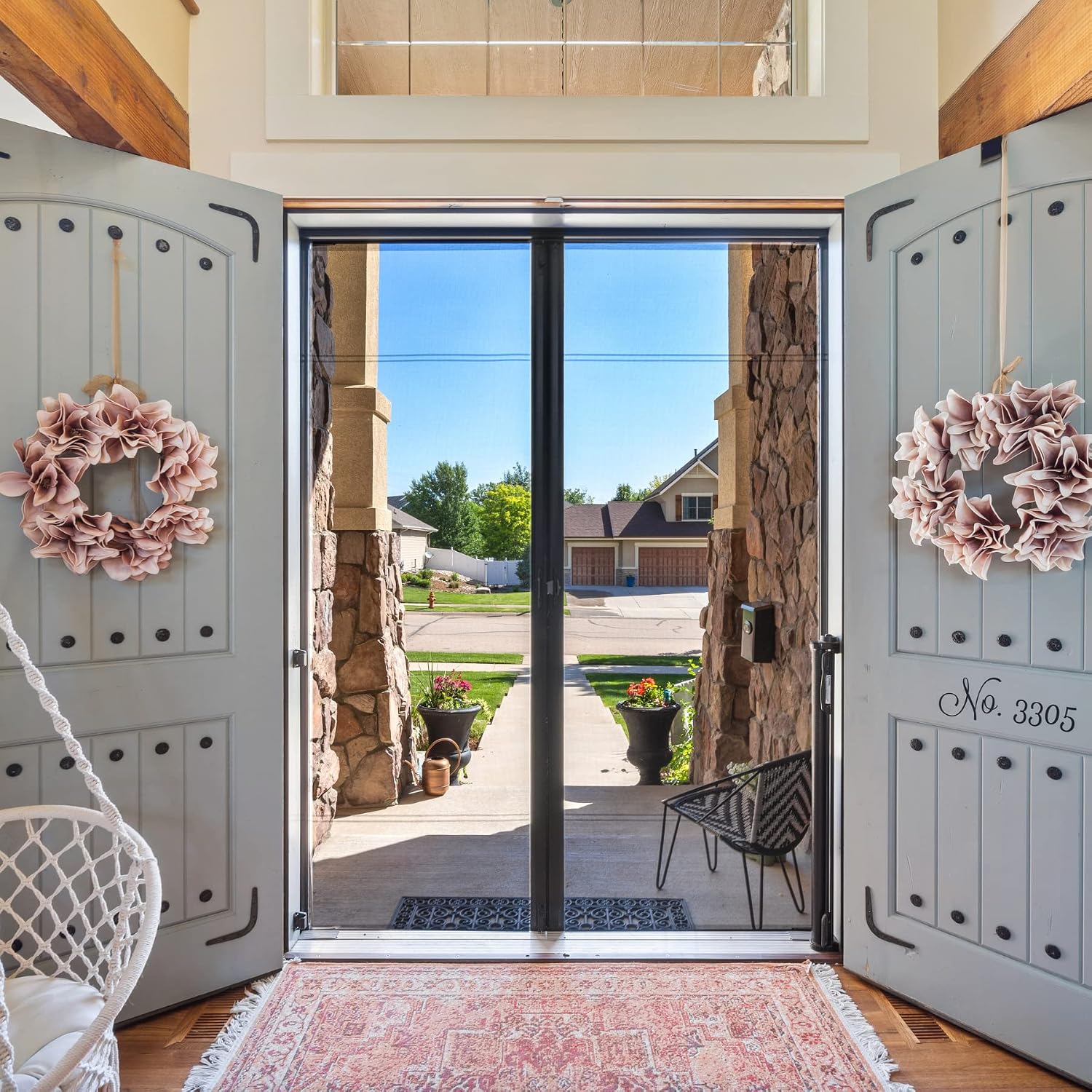 Black Double Retractable Screen Door