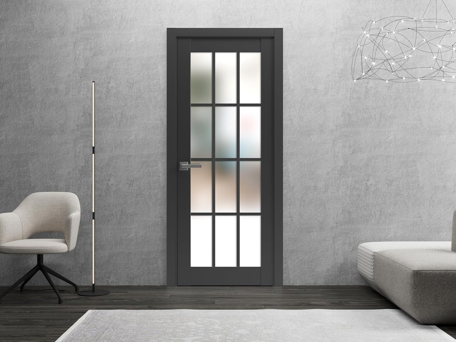 32x80 Black Frosted French Door