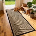 2.5x8 Black Geometric Woven Jute Runner Rug