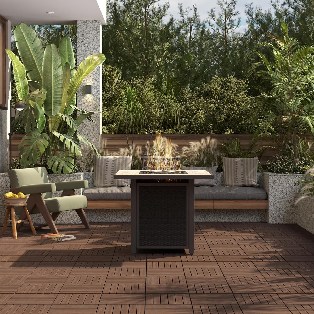 27‑Pack Brown Acacia Wood Interlocking Deck Tiles