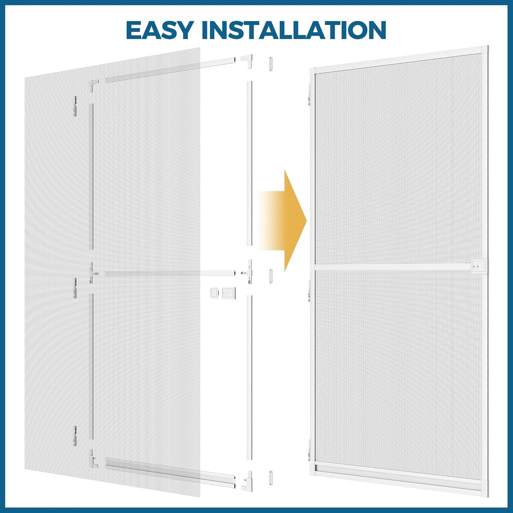 White Aluminium Hinged Screen Door Kit