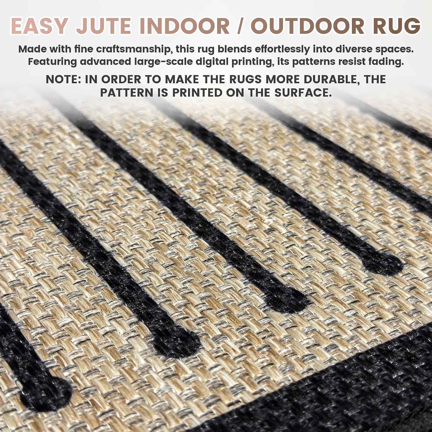 2.5x8 Black Geometric Woven Jute Runner Rug