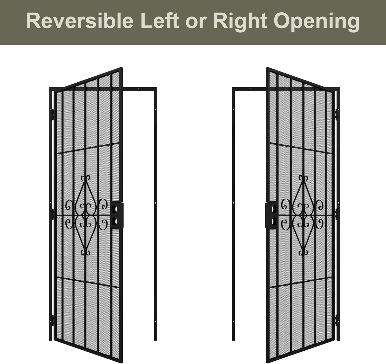 32x80 Black Steel Security Screen Door