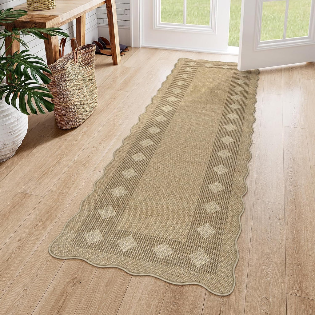 2x6 Tan Diamond Jute Runner Rug