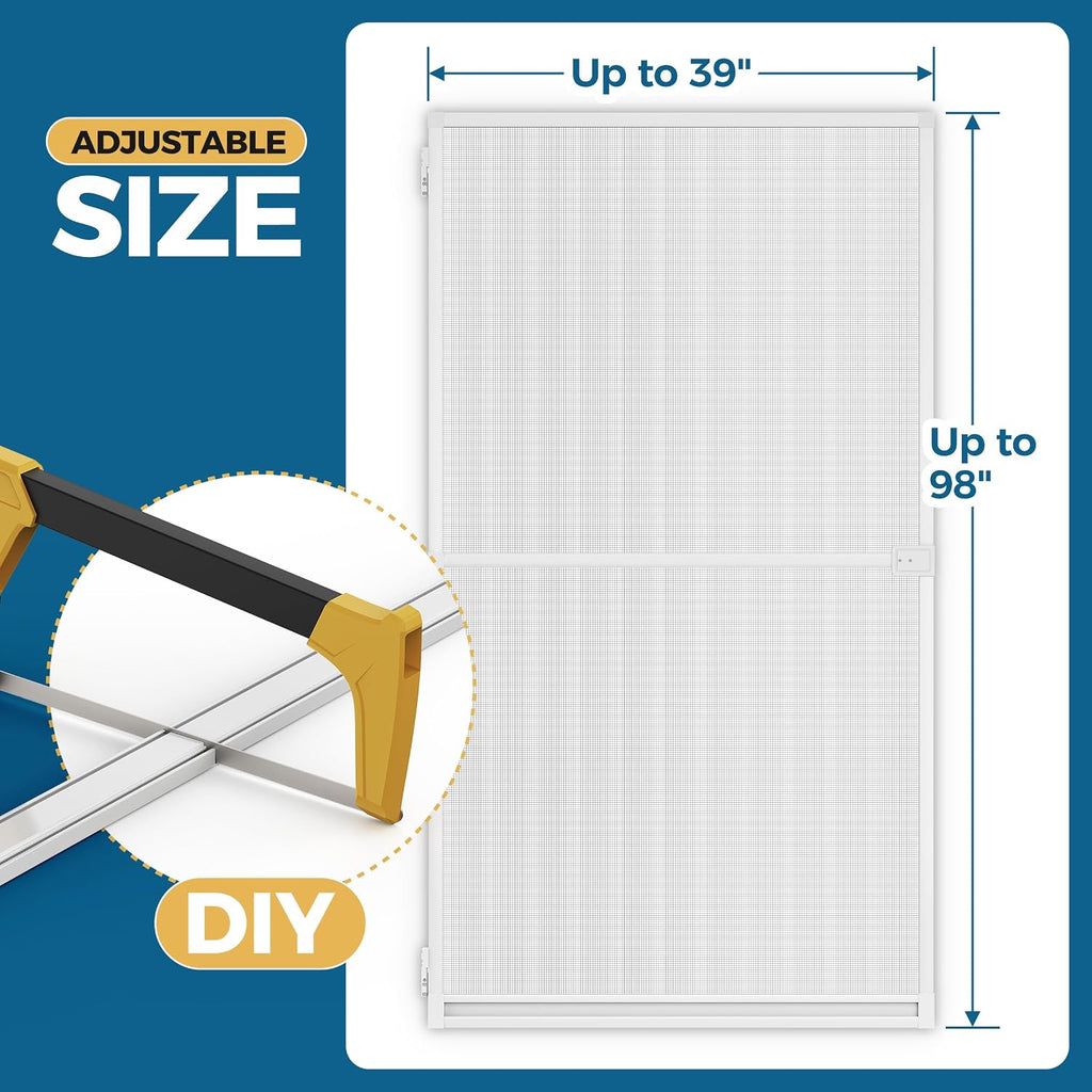 White Aluminium Hinged Screen Door Kit