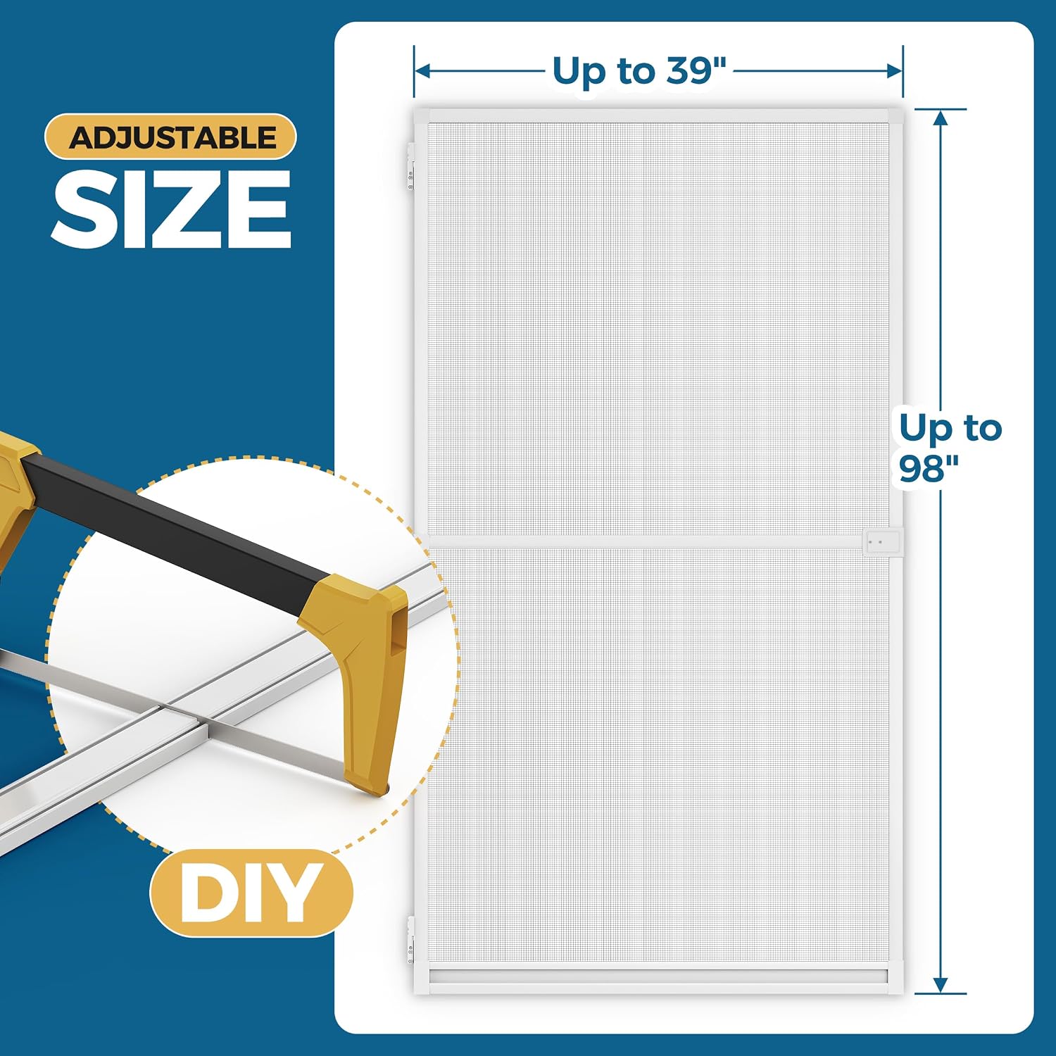 White Aluminium Hinged Screen Door Kit