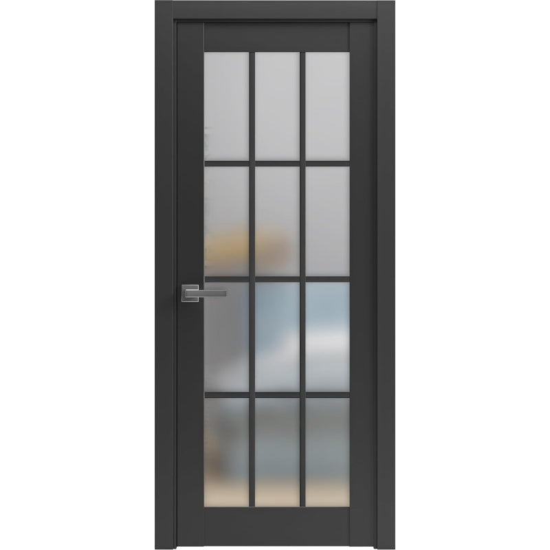 32x80 Black Frosted French Door