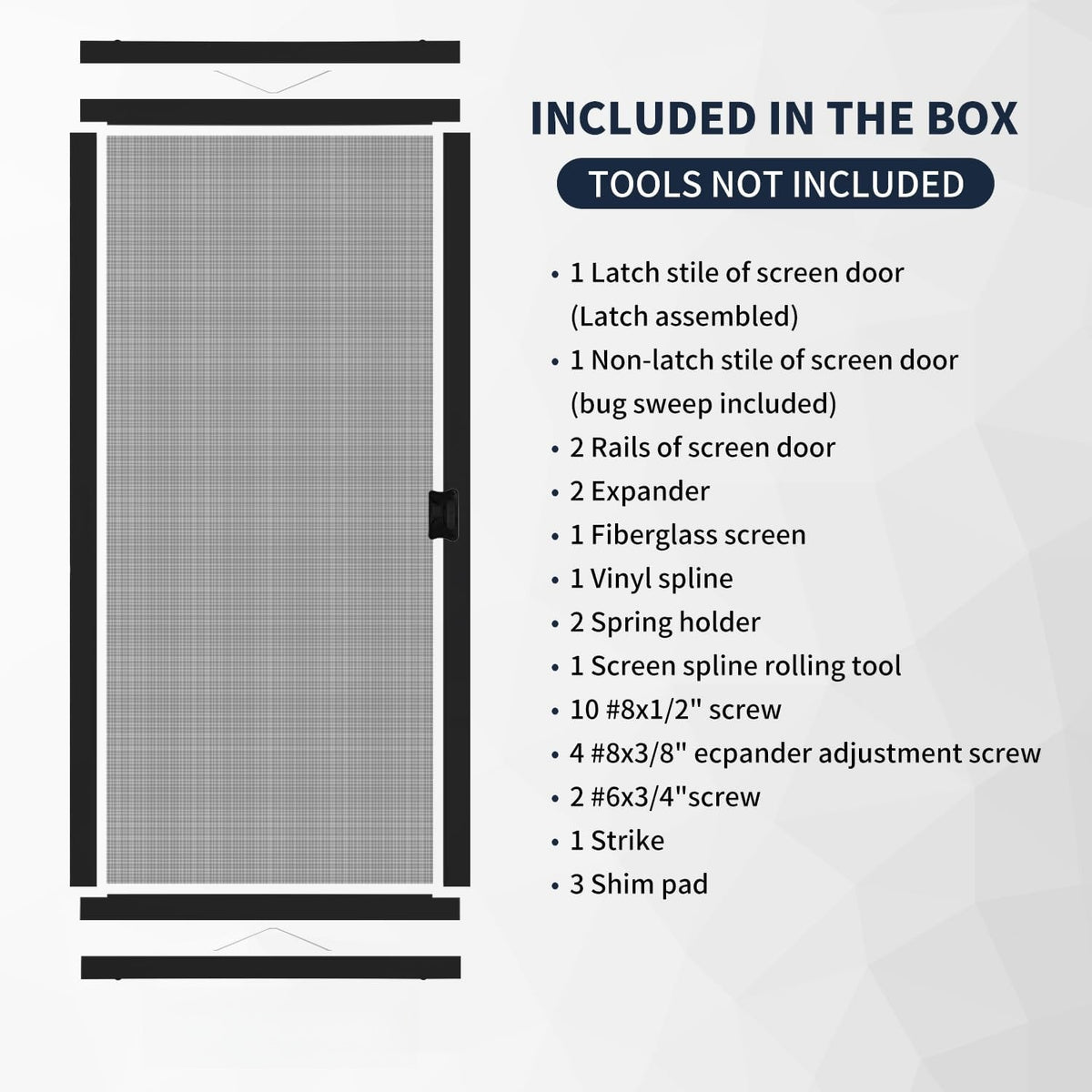 36x80 Black Steel Sliding Screen Door Kit